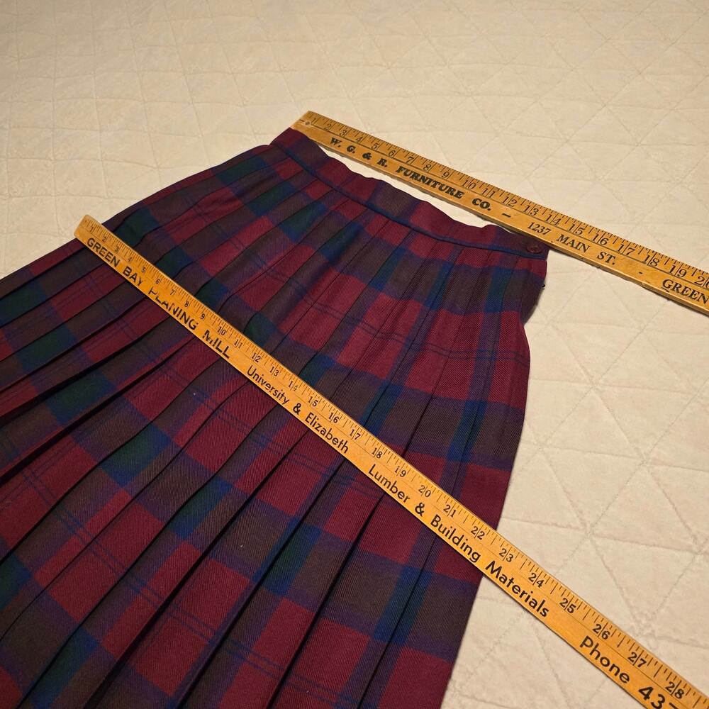 Vintage Preswick & Moore Skirt Womens 4/6 Red Wool Plaid Pleated Academia Preppy - Picture 6 of 8